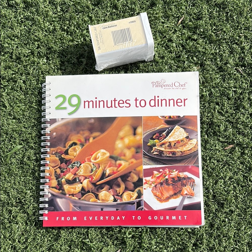 NWT The Pampered Chef Corn Butterer #2460 & 29 Minutes to Dinner Cookbook